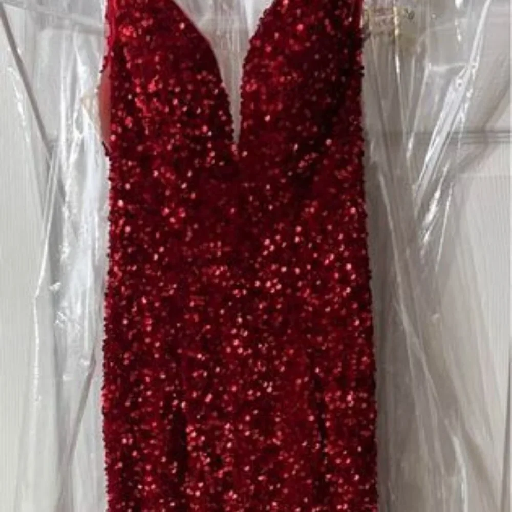 Red Sequin Prom Formal Pageant Dress Size 0 - Picture 6 of 8